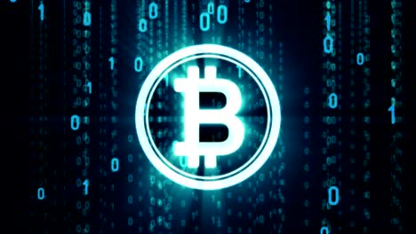 moneda criptográfica bitcoin. internet global en todo el mundo. fondo de la matriz abstracta. código de computadora binario.