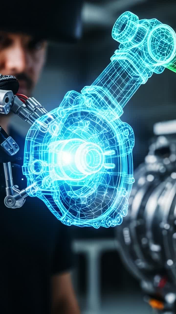 Braccio robotico avanzato che dimostra alta precisione tecnologica e ingegneria ingegnosa in un ambiente futuristico incentrato su tecniche di produzione innovative