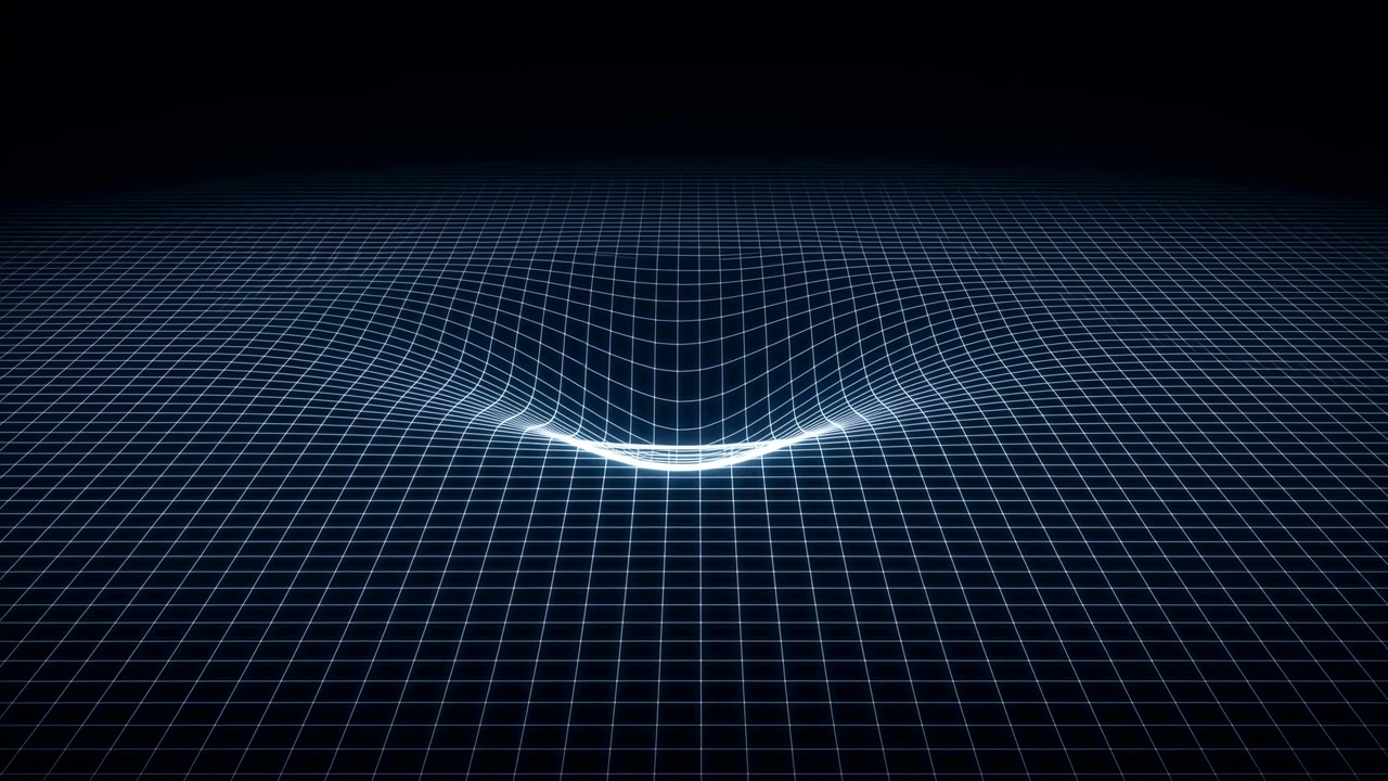 Digital Grid Landscape With Glowing Depression, Lowkey Blue Lighting And Precise Mesh Lines, Subtle Luminous
