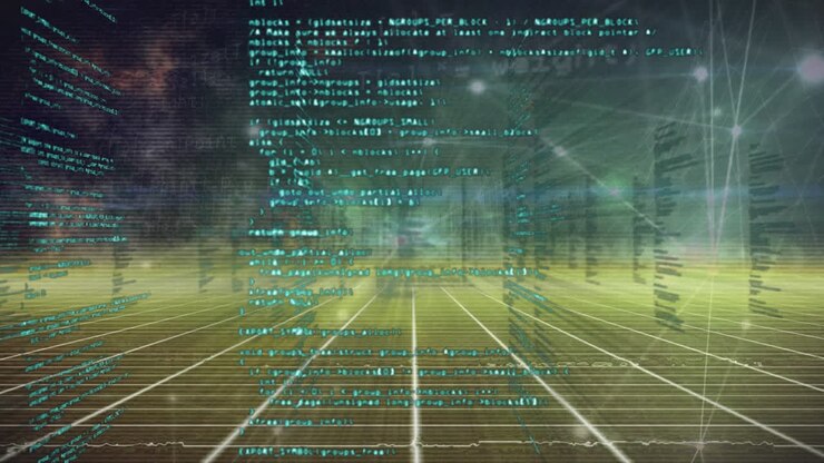 Animation of network of connections with data processing over grid