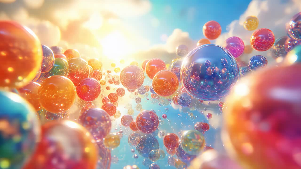 하늘에 있는 다채로운 거품