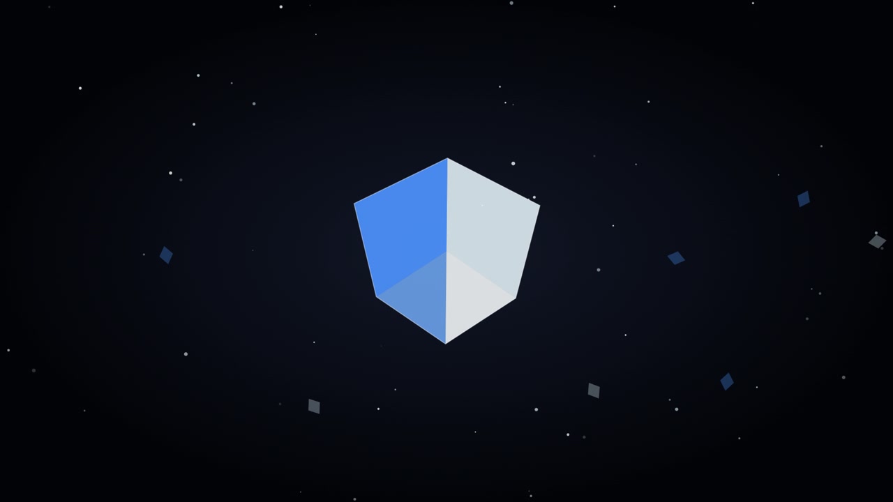 Abstract Rotating Geometric Shape Floating in Space