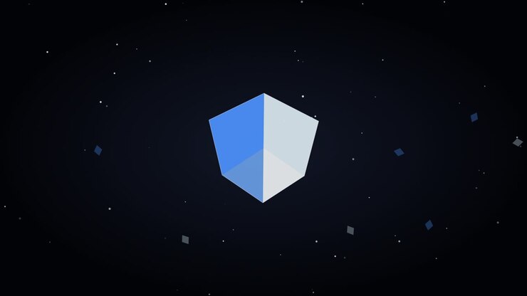Abstract Rotating Geometric Shape Floating in Space