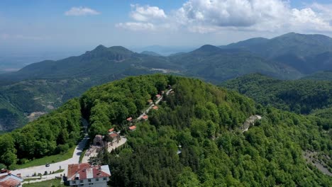 Orbit-hyperlapse-shot-of-Krastova-gora-or-cruciferous-forest-is-a-holy-place-where-a-piece-of-Jesus-Christ-cross-is-buried-in-Rhodope-mountain,-Bulgaria