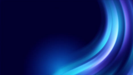 curved glowing blurred lines in shades of blue in corner screen. abstract looped background. animation frame. empty space for text.