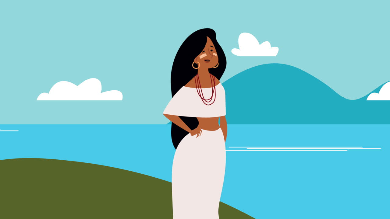 animación de personajes indígenas inca femeninos