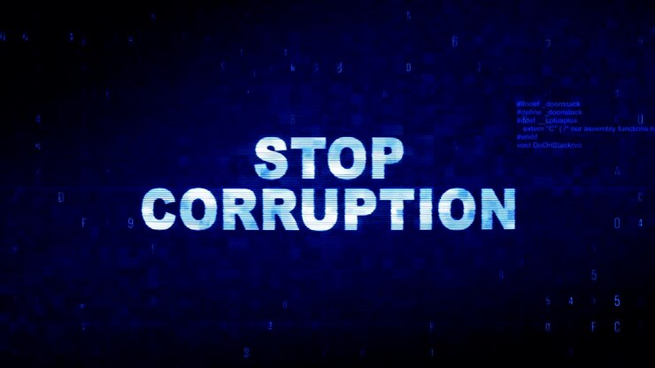 Stop Corruption Text Digital Noise Twitch Glitch Distortion Effect Error Animation.