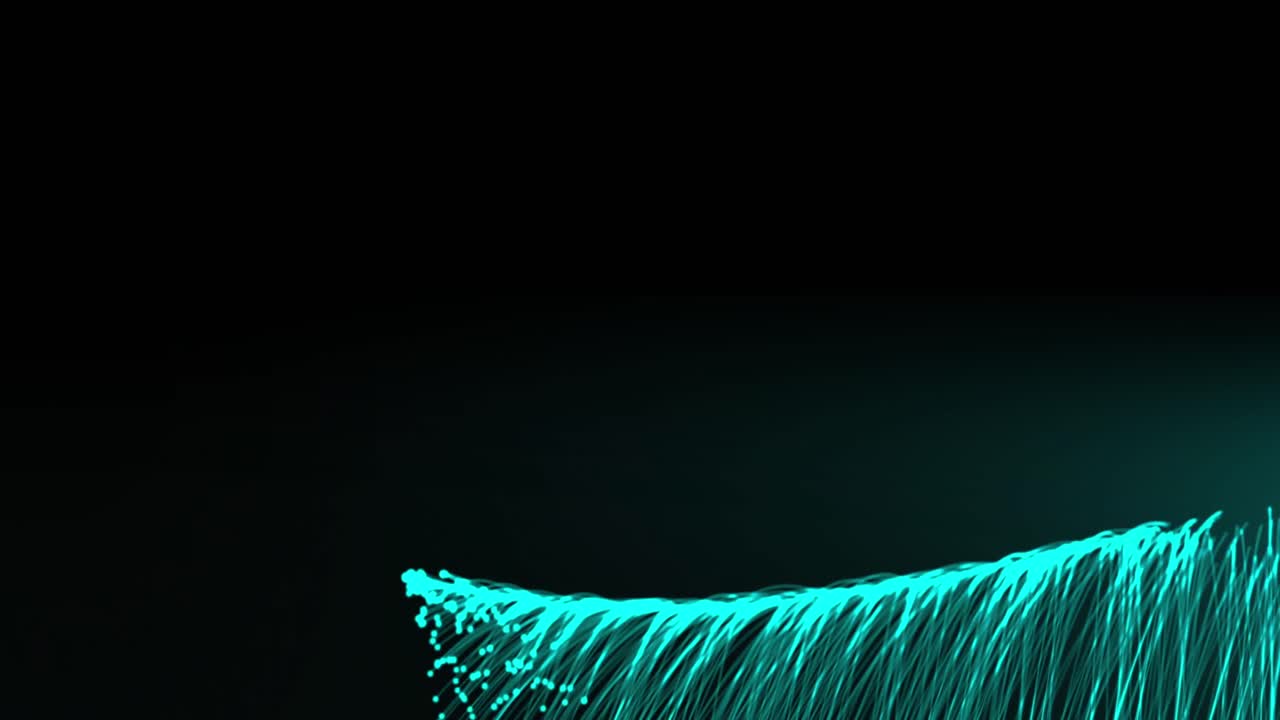 Animation of rolling explosion of blue light trails on black background
