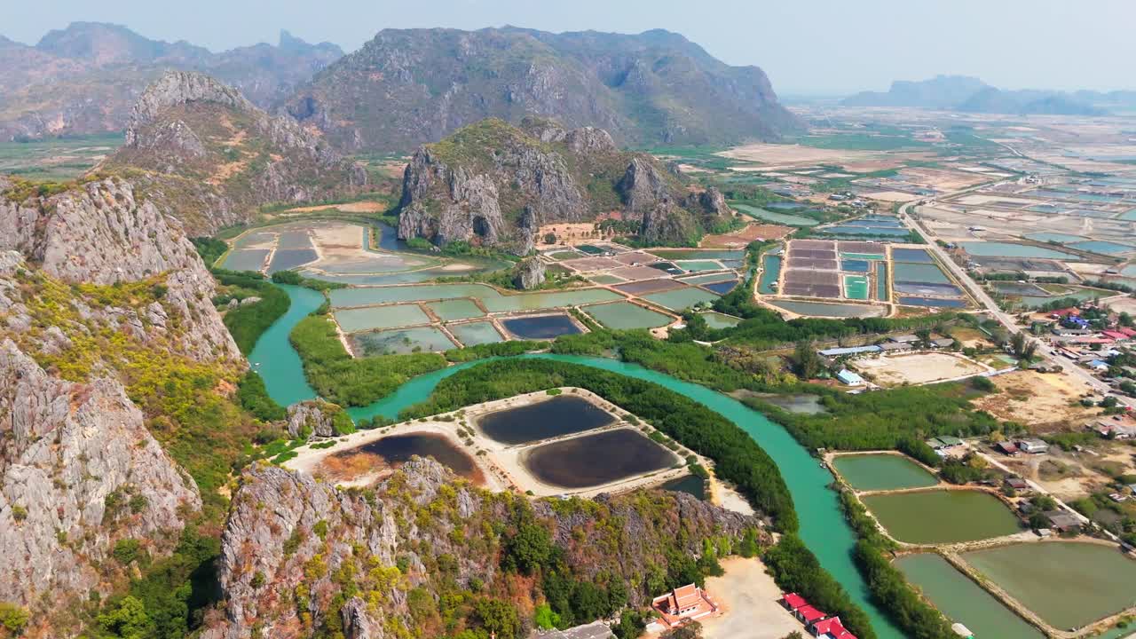 Aerial drone fly over Khao Sam Roi Yot National Park in Hua Hin, Thailand, natural untouched destination