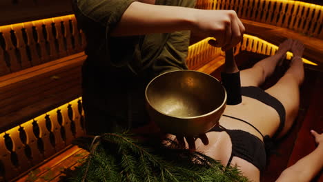 sound bath therapy session in a sauna