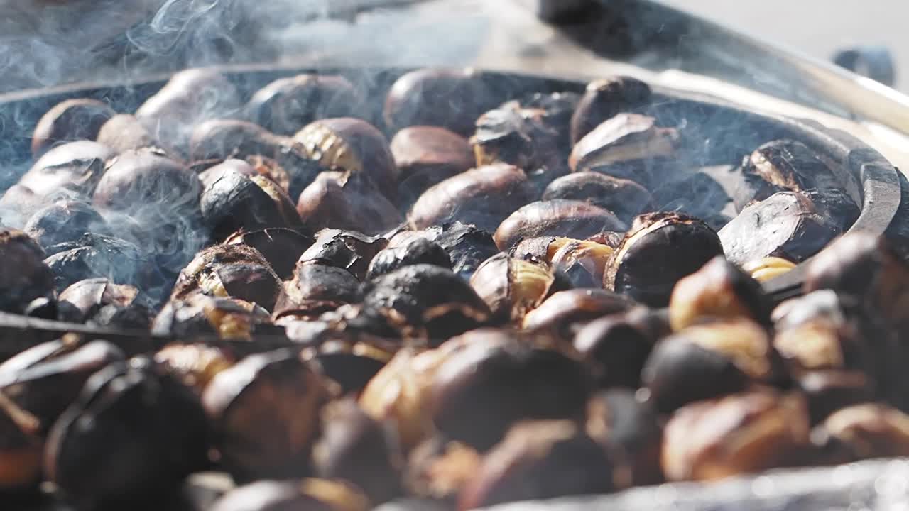 Roasted Chestnuts at a Street Food Stall