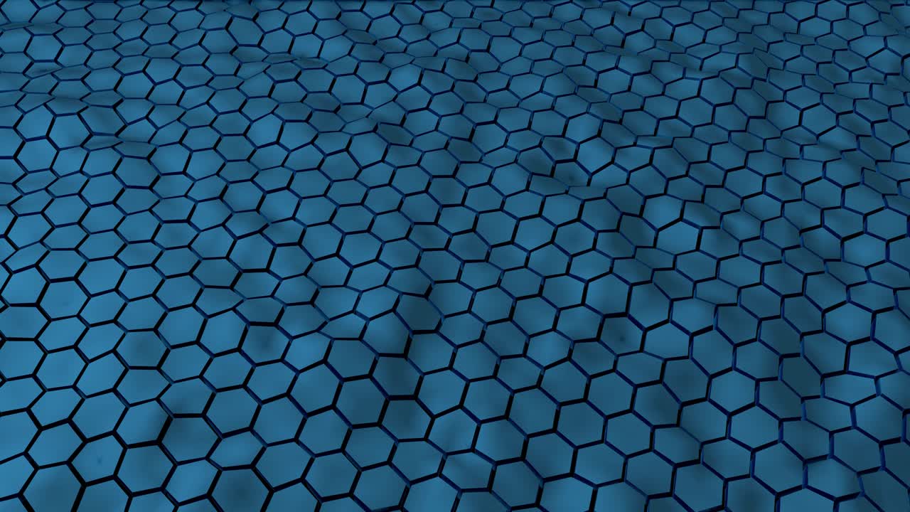 patrones de geometría hexagonal azul abstracto con polígono de seis lados y con efectos de movimiento ondulado suave. fondo de moda abstracto para negocios y tecnología, 4k de alta calidad, animación 3d, renderizado 3d.