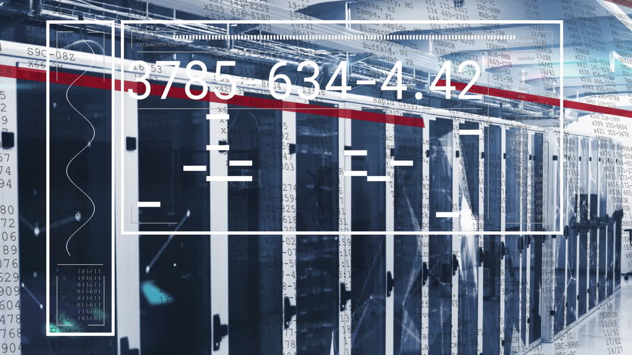 redes de procesamiento de datos y comunicaciones a través de la sala de servidores informáticos.