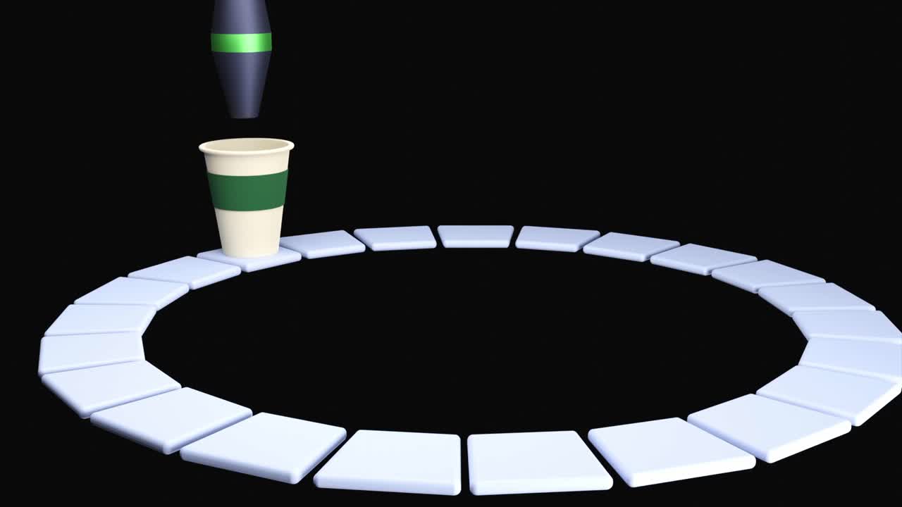 원 위 에 있는 커피 컵