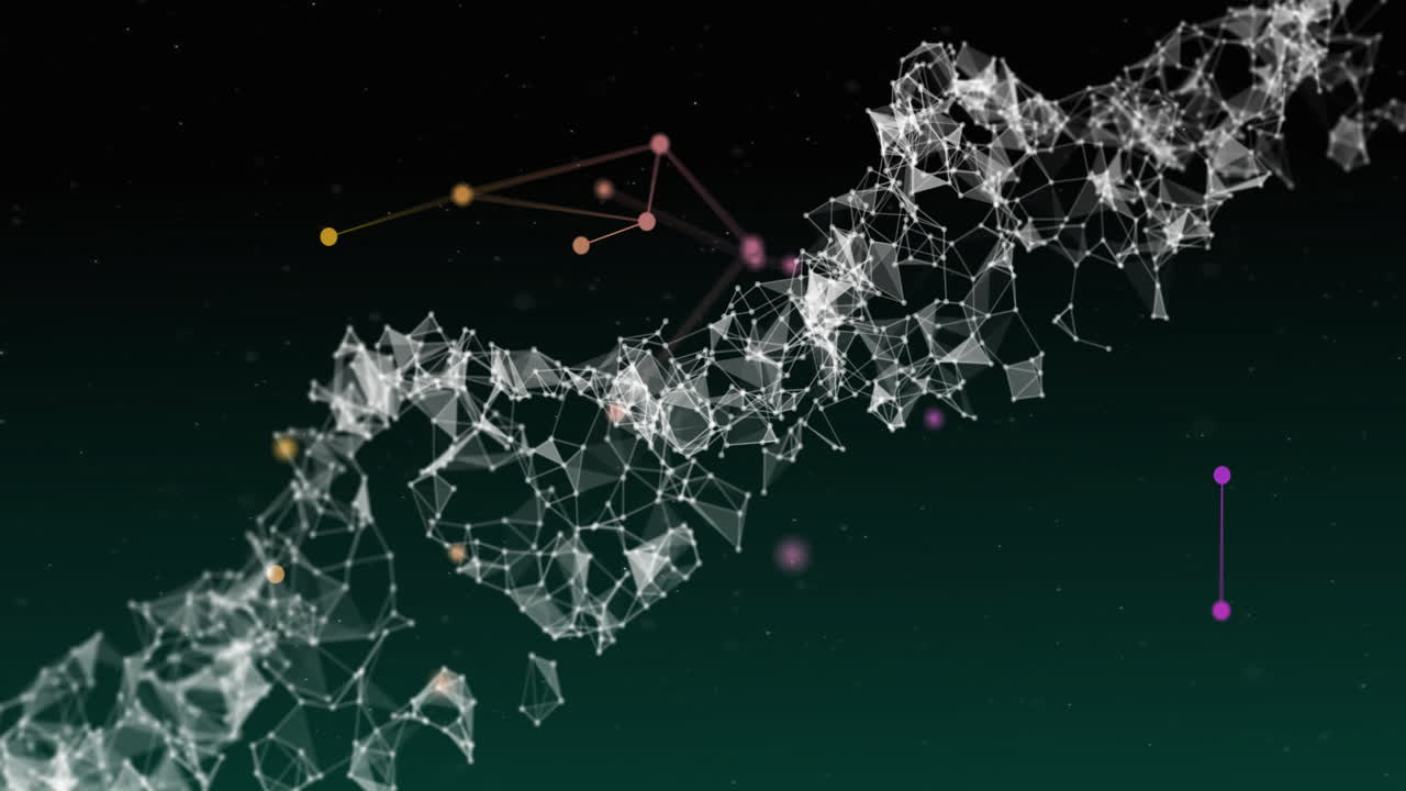 검은색 배경에 연결된 dna 줄무의 애니메이션과 디지털 데이터 처리