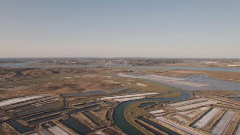 scenic view of salt pans and guadiana river, castro marim, algarve, portugal