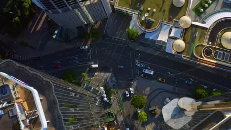 top view of busy eagle street near the shadow lounge in the city of brisbane, australia