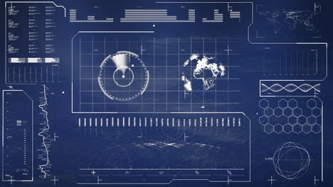 animation of data processing with globe on black background