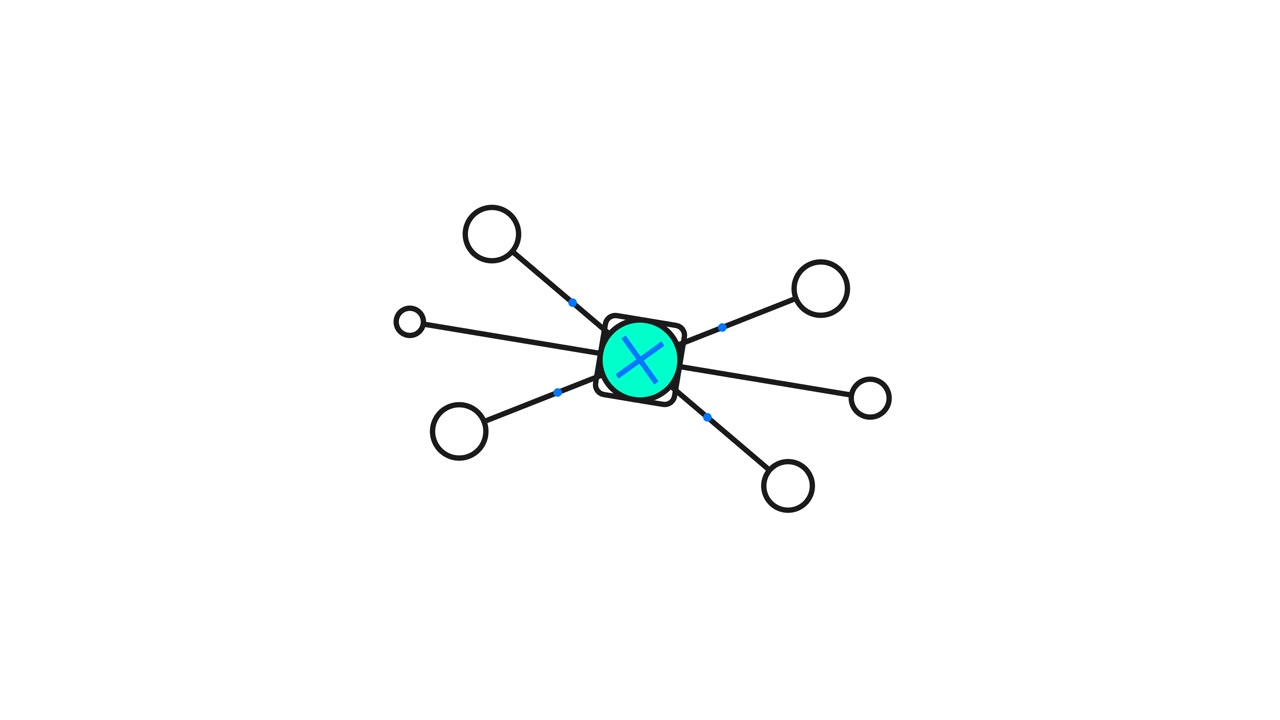 Animated Network Node Diagram Expanding on White Background