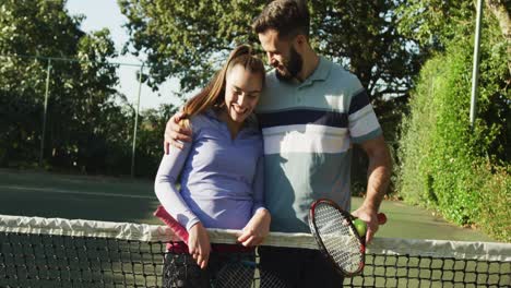 video of happy caucasian couple on the court