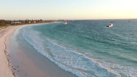 Drone,-aerial-views-of-Noosa-beach,-Sunshine-Coast,-Australia