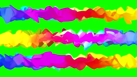 trapos abstractos brillantes revoloteando en la pantalla verde, animación en 3d, sin costuras