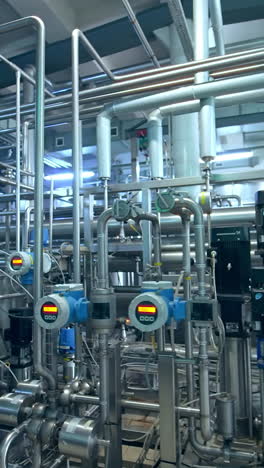 modern steel construction for making cheese. milk making in modern technologies. vertical video