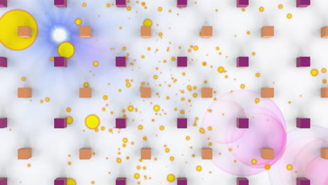 animación de confeti cayendo sobre formas geométricas azules sobre fondo blanco