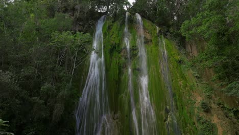 Aerial-shot-on-amazing-jungle-waterfall-in-Dominican-Republic-Part-02