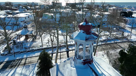 bell tower covered in snow