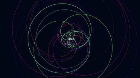 symmetrical formation of lines and dots in vibrant colors