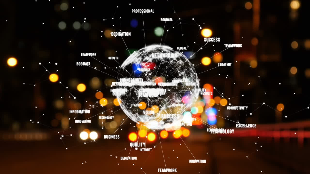 거리의 배경에 있는 데이터와 함께 디지털 지구