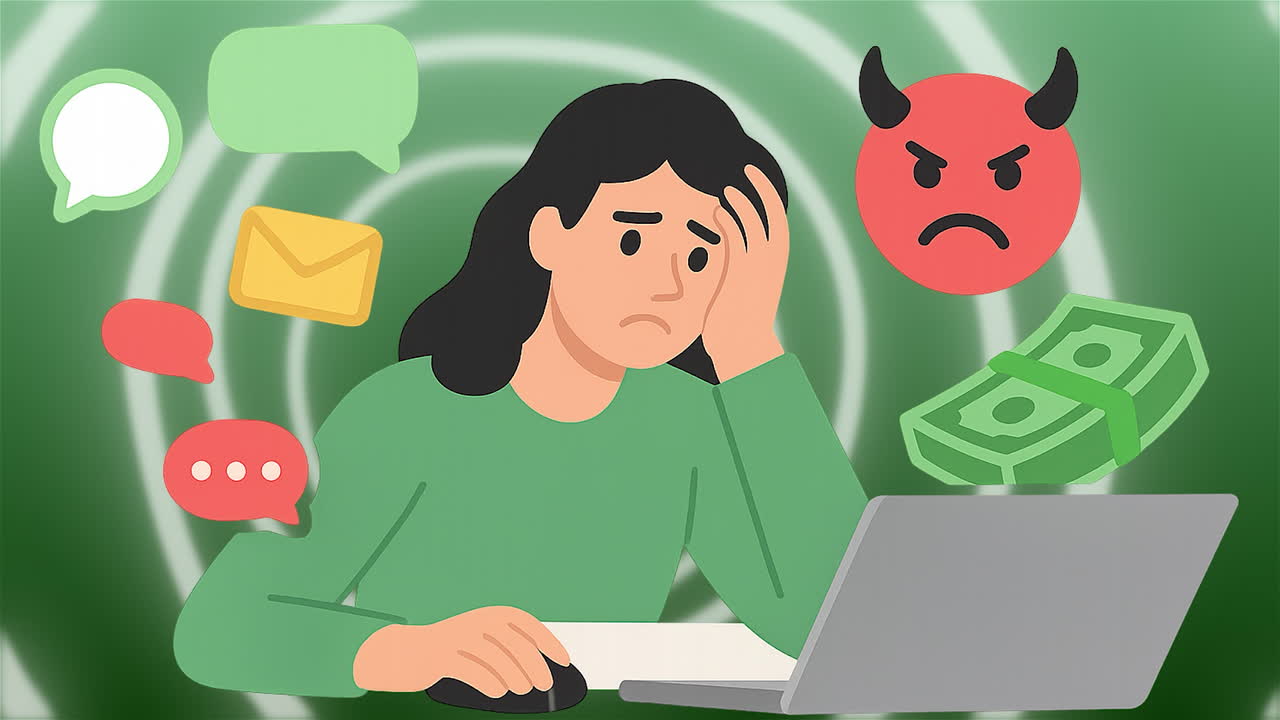 Woman Stressed by Work and Financial Problems