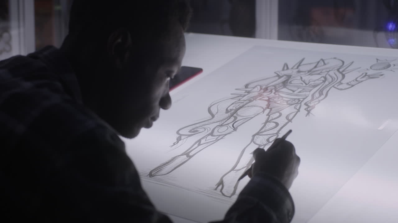 Artist Sketching a Design