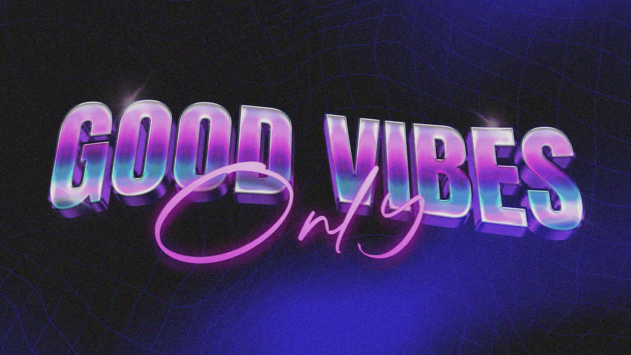 Good Vibes Only Retro Chrome Text Design
