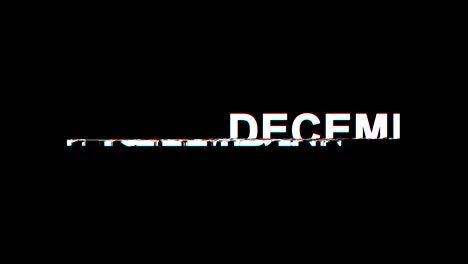 december  glitch effect text digital tv distortion 4k loop animation