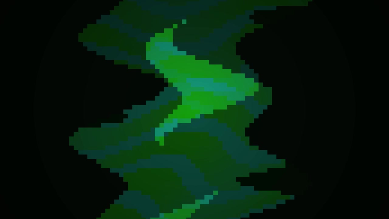 Animazione astratta in pixel art di onde fluide verdi e verde acqua