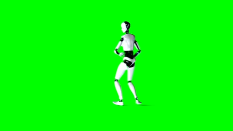 futuristic humanoid female robot is dancing . realistic motion and reflections. 4k green screen footage.