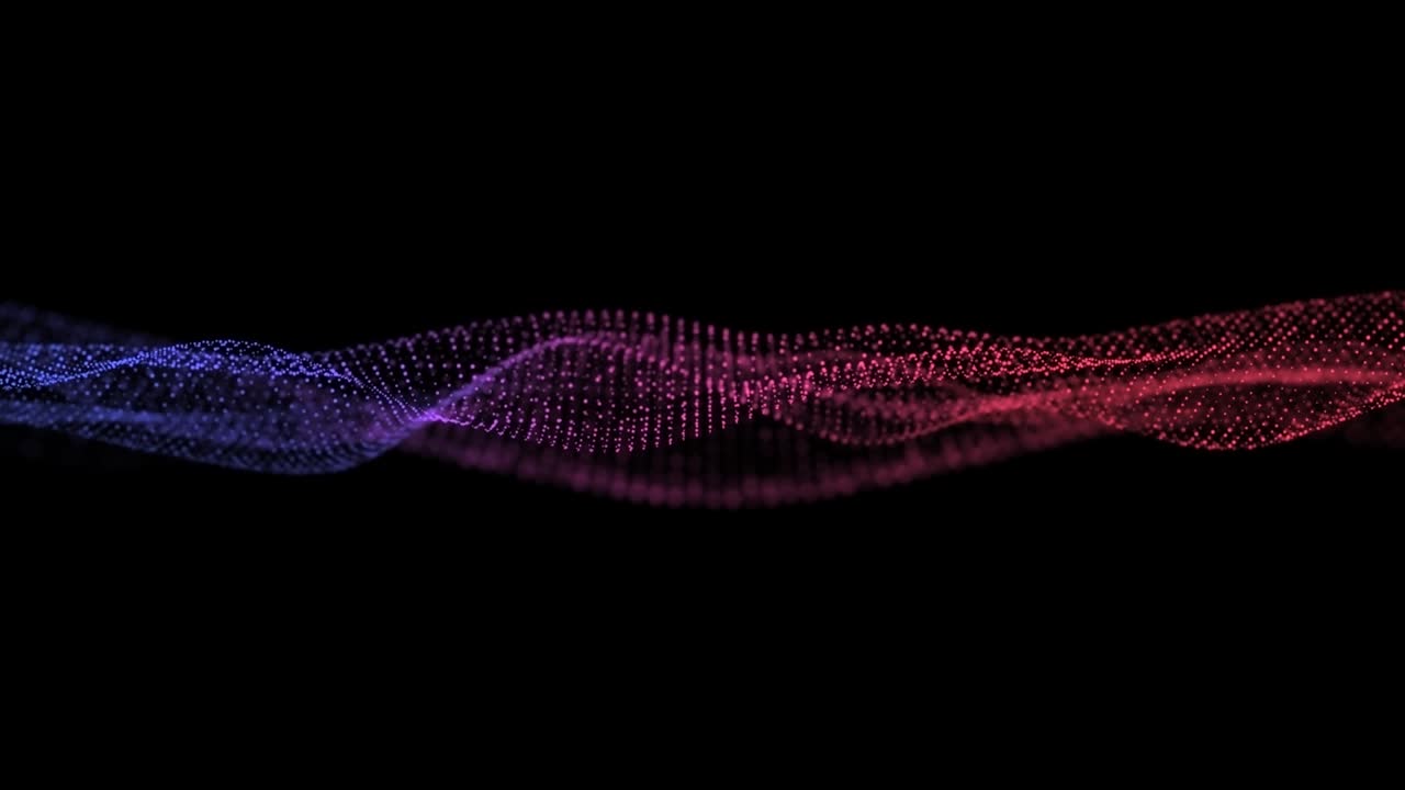 ondas de partículas 4k - 4k clip de partícula de onda azul abstracta sobre fondo oscuro, tecnología digital y concepto de innovación - fondo de patrón de ola azul abstracto - onda de partícula en movimiento abstracta en fondo oscuro - fondo abstracto de movimiento