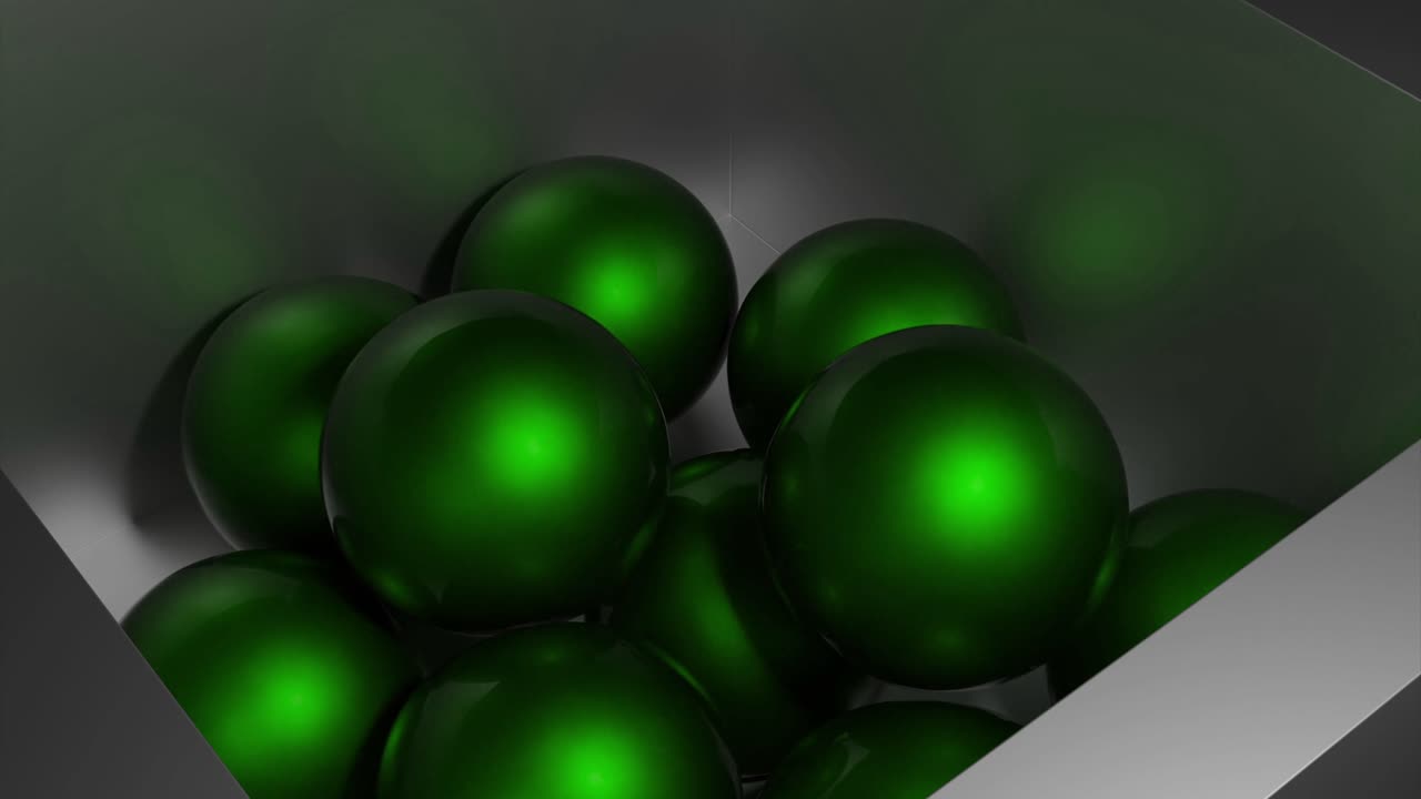 esferas verdes en una caja