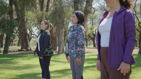 women exercising in a park
