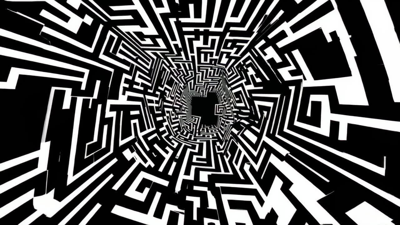 Abstract Black and White Maze Tunnel