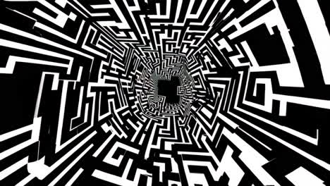 abstract black and white maze tunnel