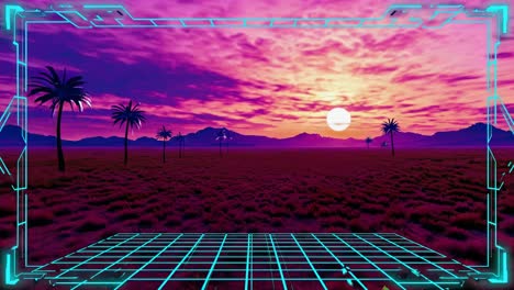 el atardecer del desierto retro cyberpunk