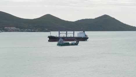 commercial ships in noumea port, new caledonia