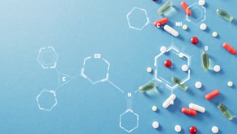 animation of chemical structures over pills