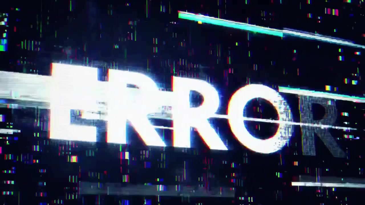 Effetto glitch digitale con sovrapposizione di testo di errore