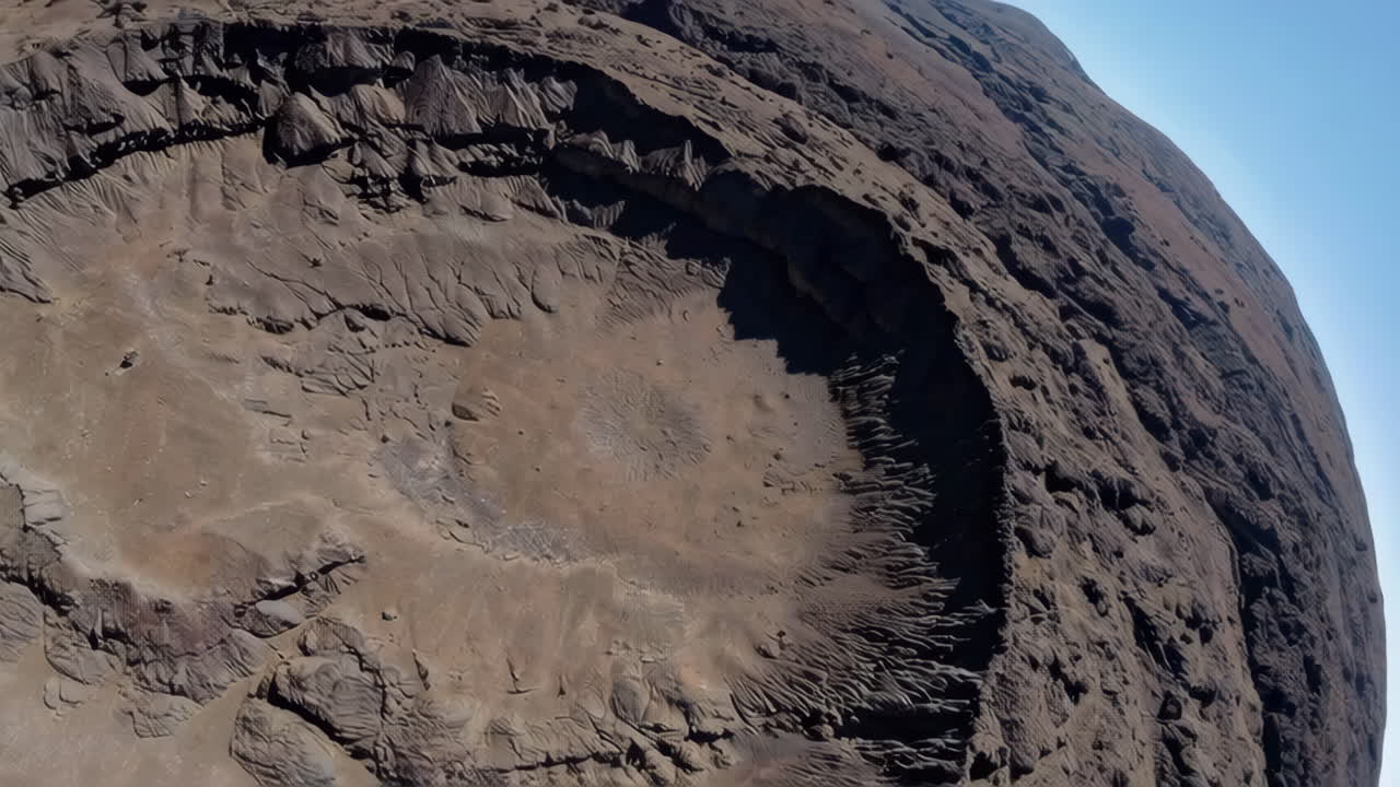 Aerial View of a Volcanic Crater in a Desert Landscape