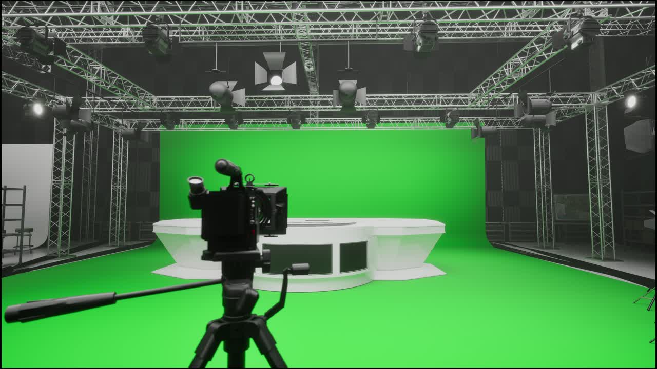 Modern News Studio Green Screen Set