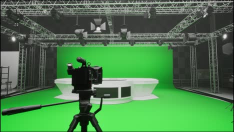 Modern News Studio Green Screen Set
